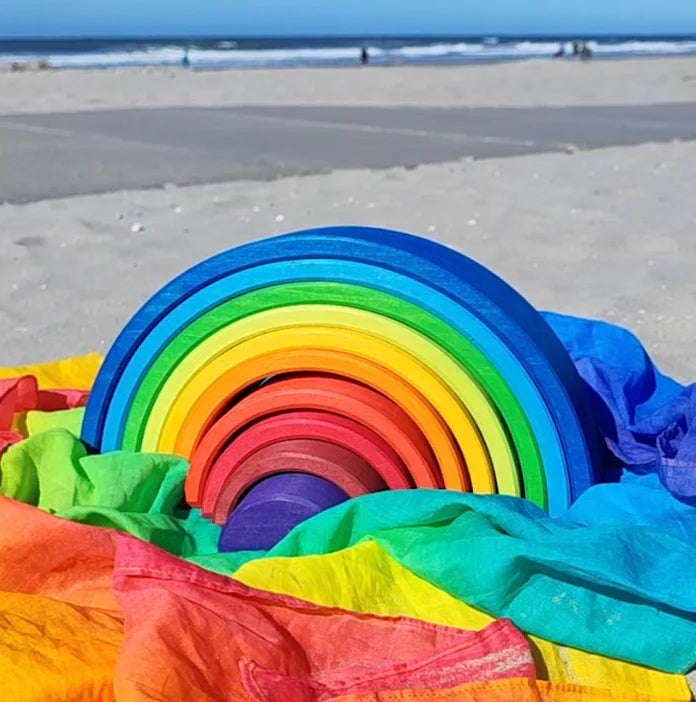 Regenboog Speeldoek – Zacht Biologisch Katoen (50 x 50 cm)